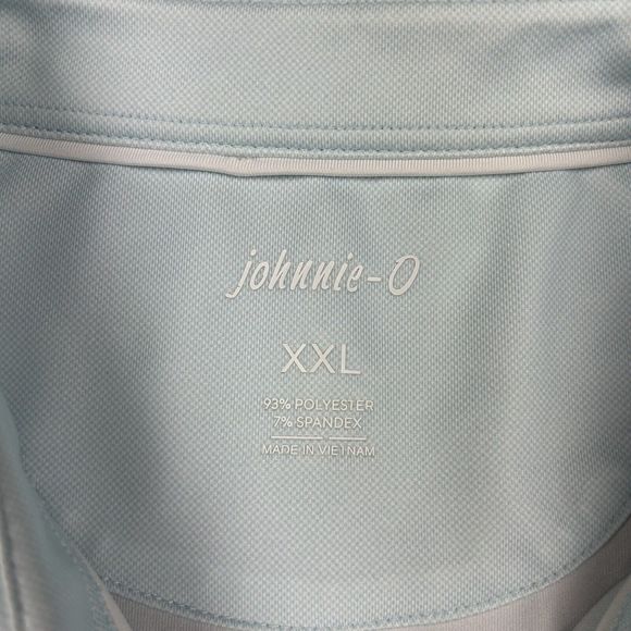 Johnnie-O‎ Polo Shirt Mens XXL Light Blue Short Sleeve Collar Logo Stretch Golf - Picture 4 of 8